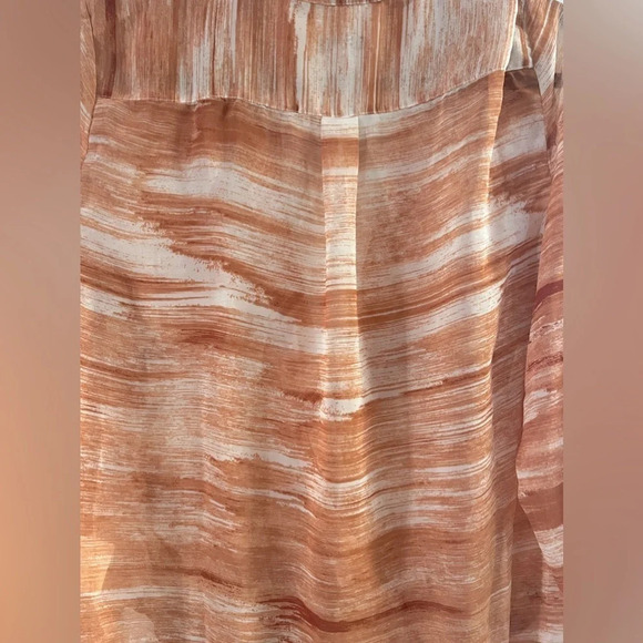 H By Halston Coral Long Sleeve Chiffon Blouse Size Small - Picture 3 of 8